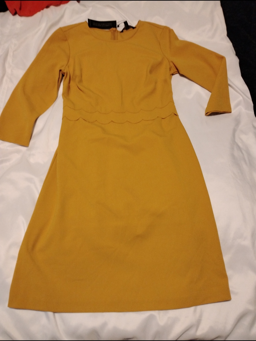 Banana Republic Mustard Scalloped Waist Midi Dress